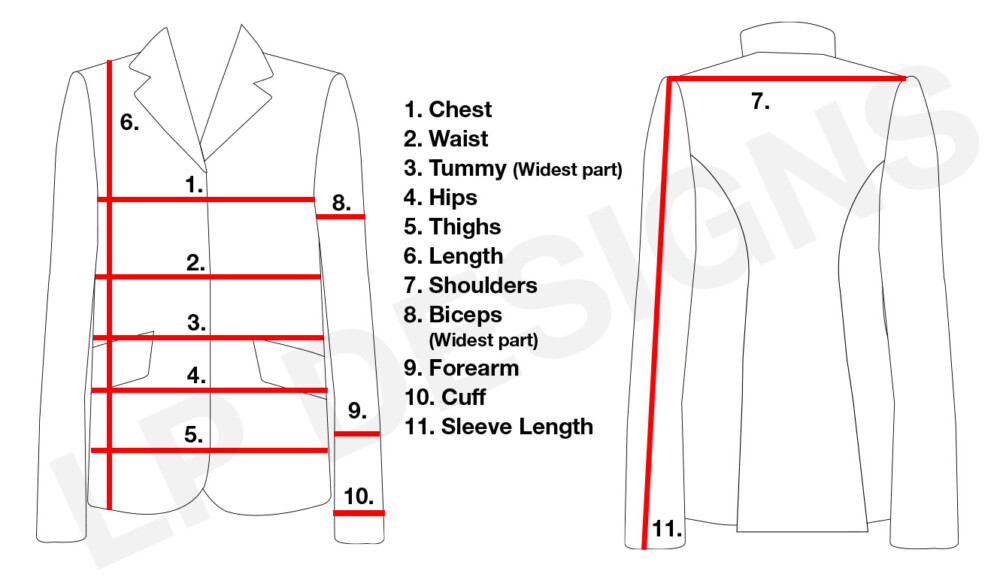 Sizing / Measuring Charts – LP Designs Australia