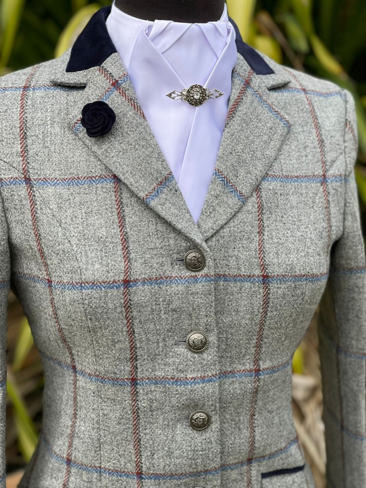 Grey Tweed with Red & Blue Overcheck – LP Designs Australia