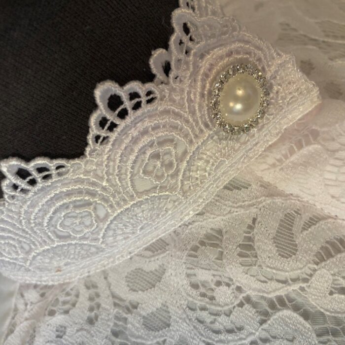 White Pearl Lace Shortsleeve Shirt - Image 2
