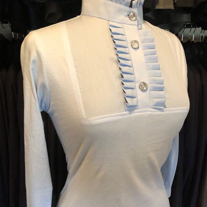 Box Pleat Highcollar Stretch Longsleeve Shirt - Image 5