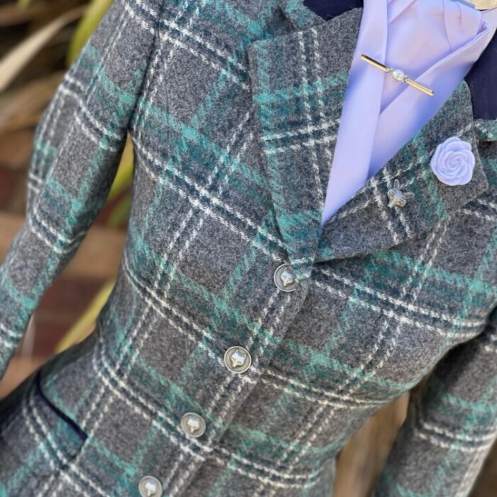 Grey Tweed/White, Teal Overcheck (Sizes 8,10 & 12)