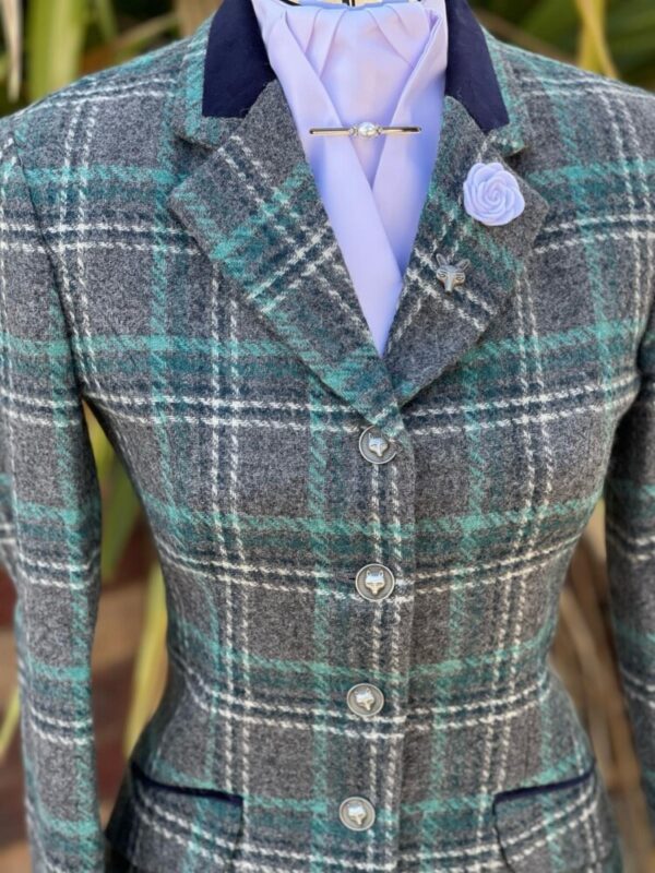 Grey Tweed/White, Teal Overcheck (Sizes 8,10 & 12) - Image 4