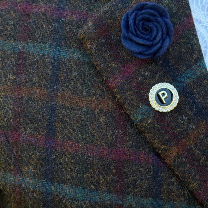 Brown Tweed/Navy Velvet Trim - Image 3