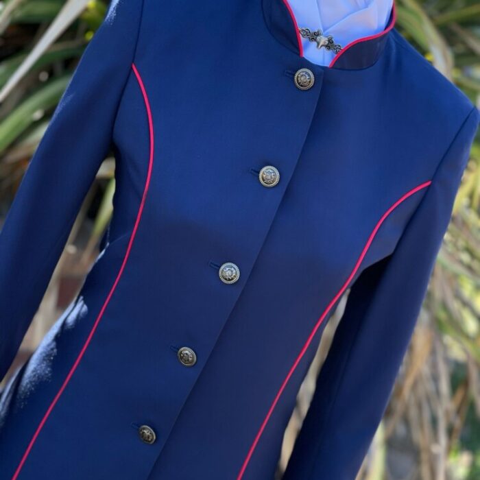 Navy Highcollar Dress/Red Trim (Size 8) - Image 2