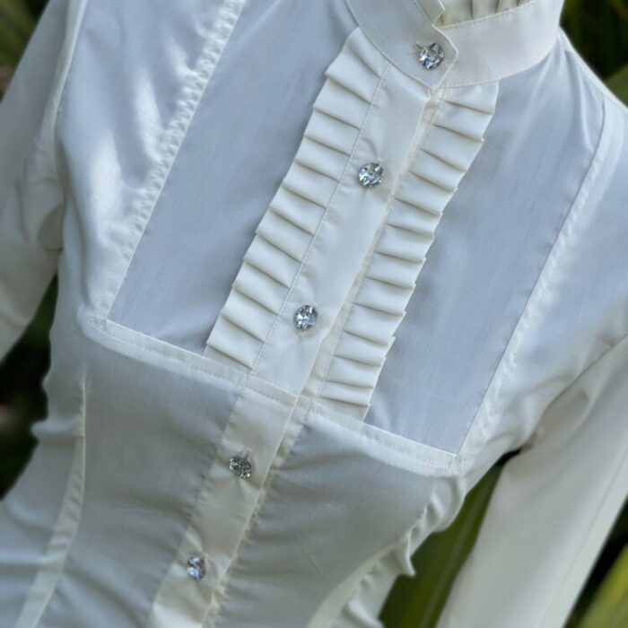 Box Pleat Highcollar Cotton Shirt - Image 4