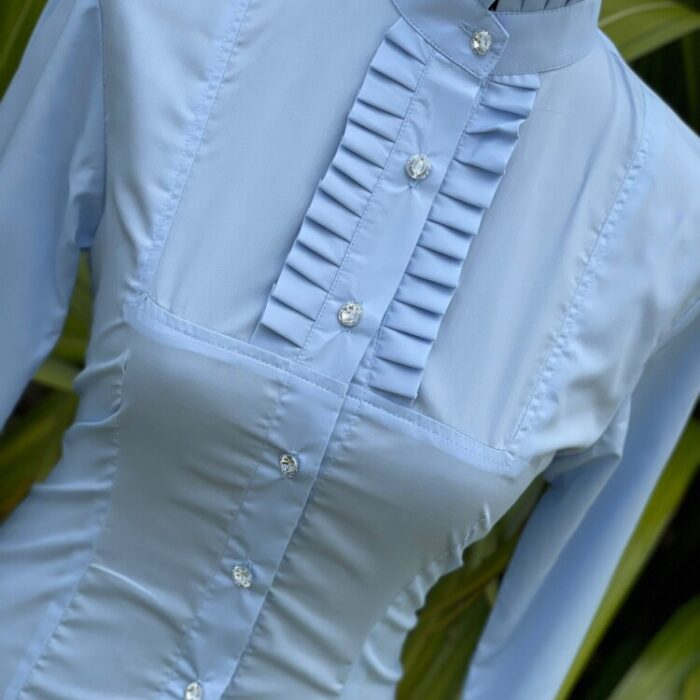 Box Pleat Highcollar Cotton Shirt - Image 3