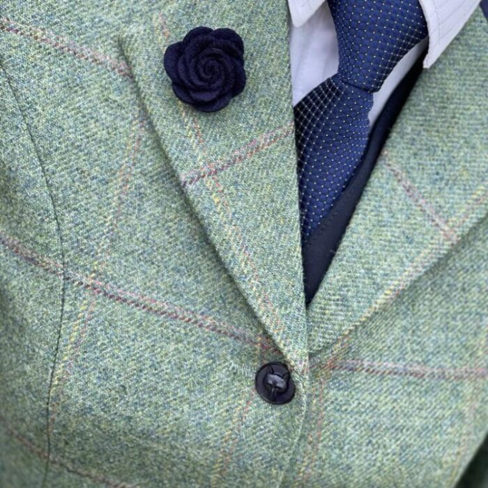 Green Tweed/Navy Velvet Trim (Size 8 & 14) - Image 3