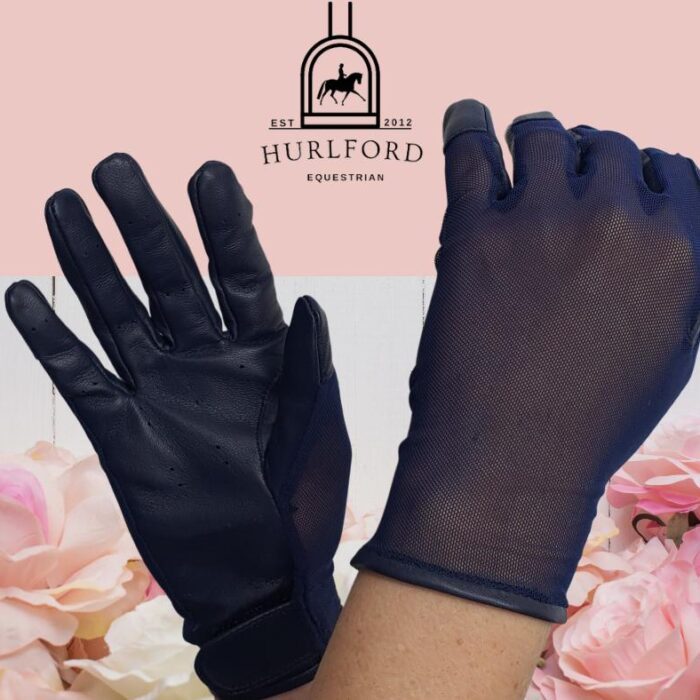 Childs Navy & Brown Mesh Gloves - Image 2