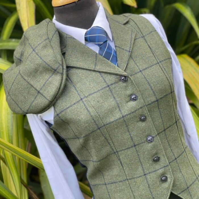 Olive English Tweed Cap - Image 3