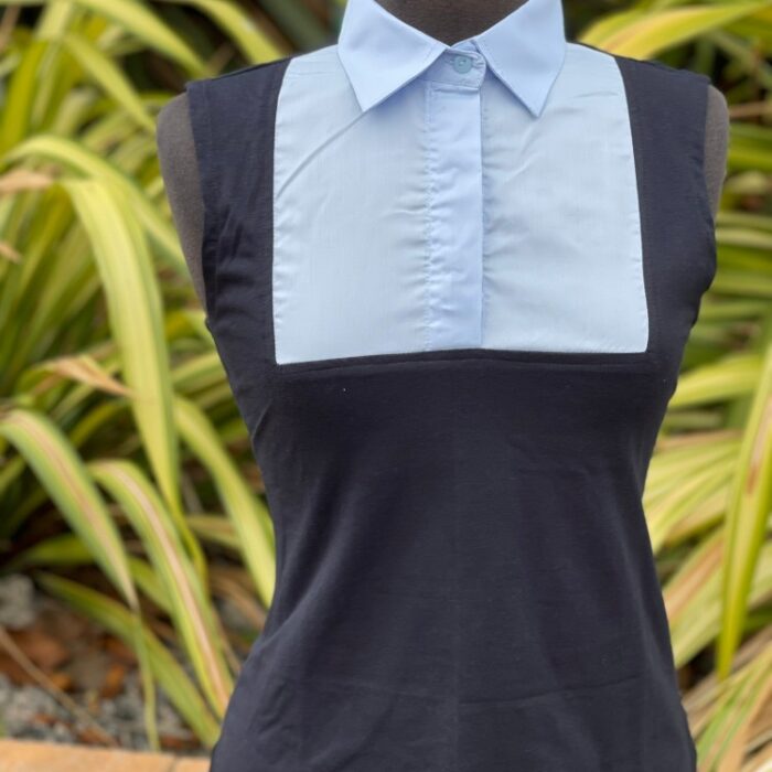 Pale Blue Collared Sleeveless Shirt - Image 4