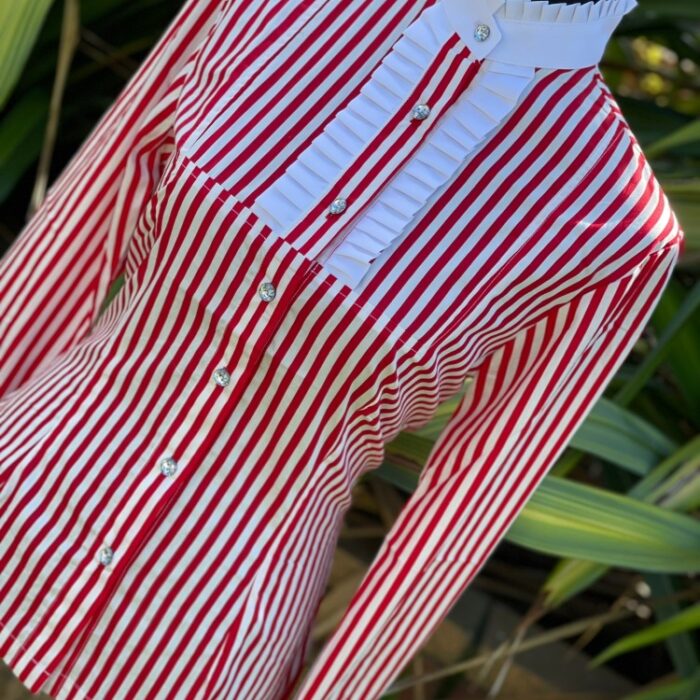 Highcollar Red/White Pinstripe Shirt - Image 4
