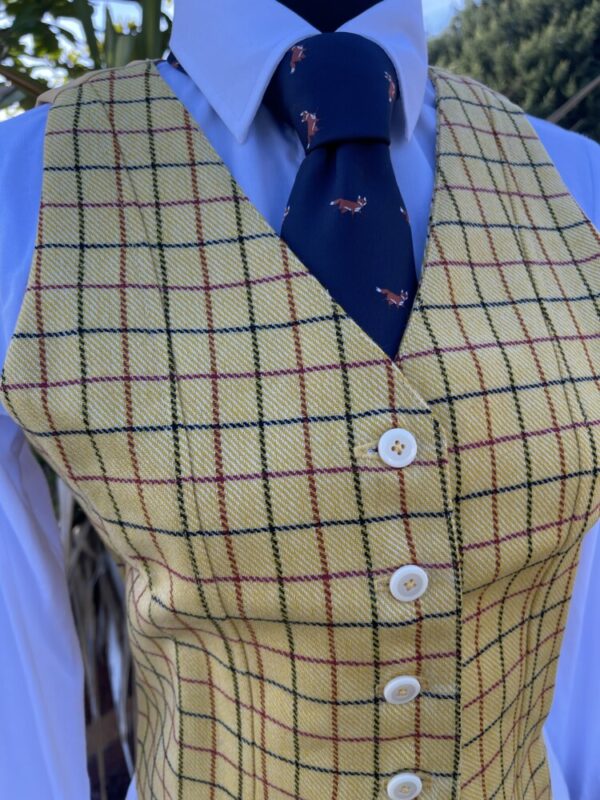 Tattersall Check Waistcoat / Cream - Image 10