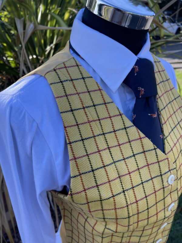 Tattersall Check Waistcoat / Cream - Image 12