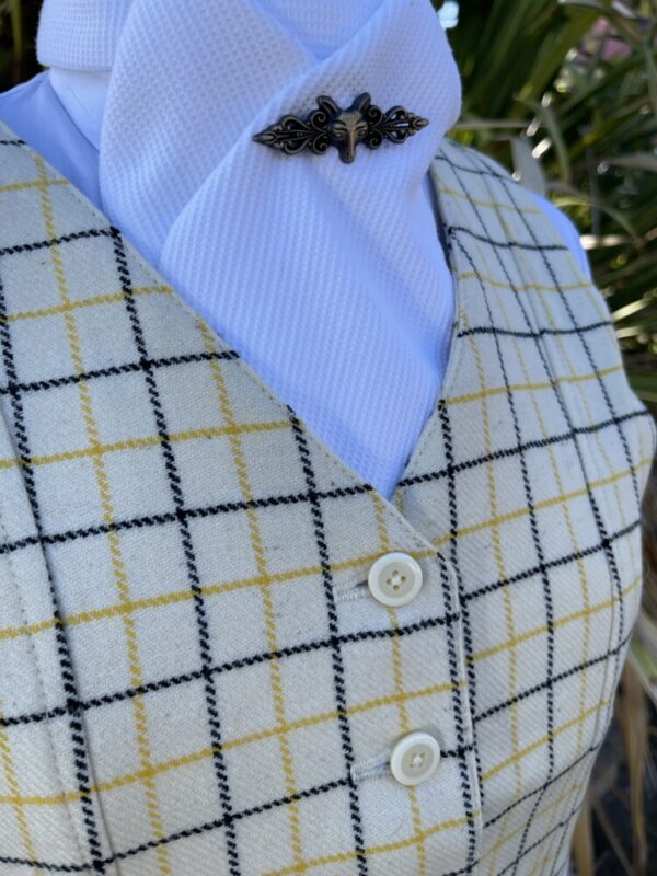 Tattersall Check Waistcoat / Cream - Image 3